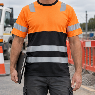 Class 1 High Visibility Short Sleeve Top - Hi-Vis Orange/Black