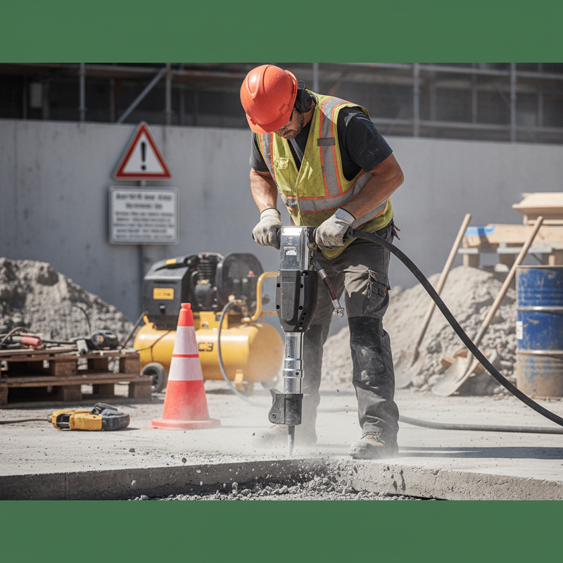 Dim Gray Heavy Duty Paving Breaker with Reduced Vibration and Noise