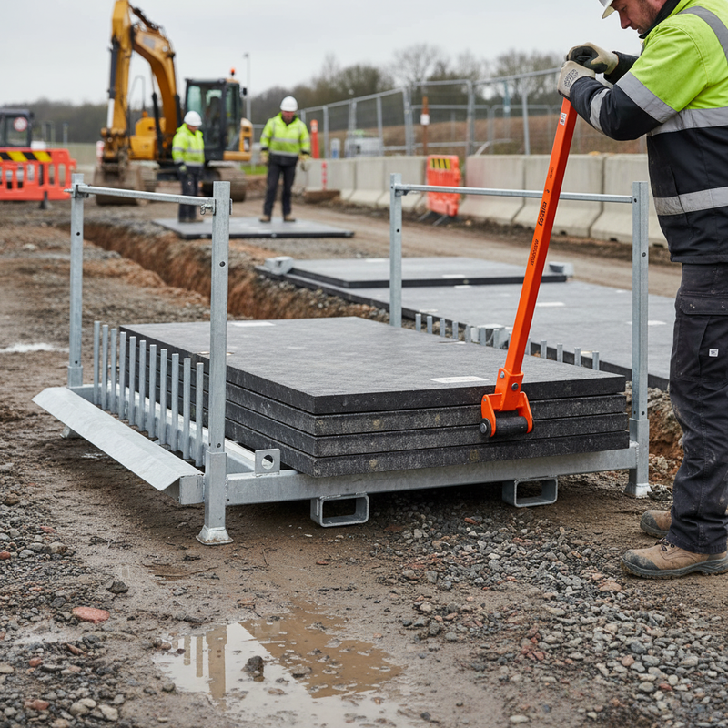 Light Slate Gray Premium Modular Road Plate System Stillage for Secure Storage