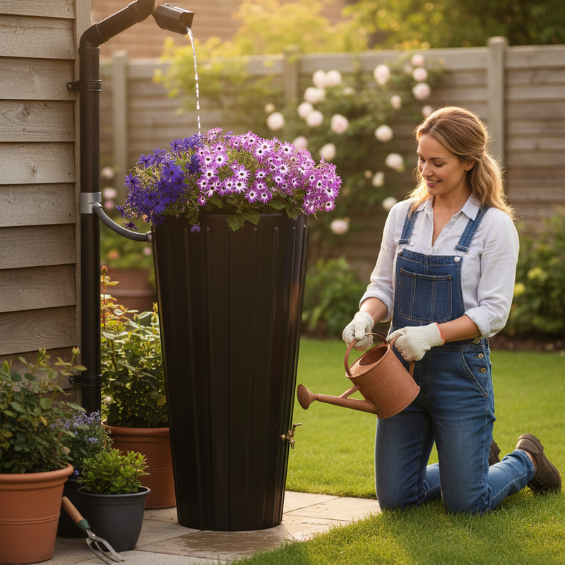 Dark Olive Green Premium 200 Litre Water Butt Planter with Brass Outlets