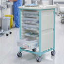 Steel Single Column Tray Trolley with 4 Small & 1 Deep Drawer