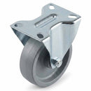 Pressed Steel Fixed Castors With Grey Cast Iron Wheel - 80mm & 100mm