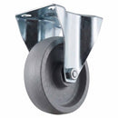 Pressed Steel Fixed Castors With Grey Cast Iron Wheel - 80mm & 100mm