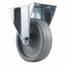 Pressed Steel Fixed Castors With Grey Cast Iron Wheel - 80mm & 100mm