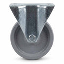 Pressed Steel Fixed Castors With Grey Cast Iron Wheel - 80mm & 100mm