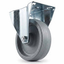 Pressed Steel Fixed Castors With Grey Cast Iron Wheel - 80mm & 100mm