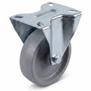 Pressed Steel Fixed Castors With Grey Cast Iron Wheel - 80mm & 100mm