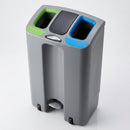90 litre triple-compartment waste segregation bin with pedal lid (view 2)