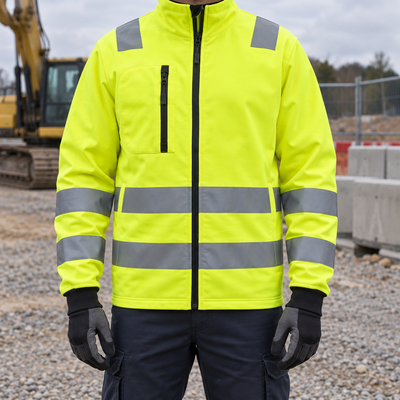 Full Zip High-Visibility Jacket EN ISO 20471 Class 2/3 Yellow/Navy