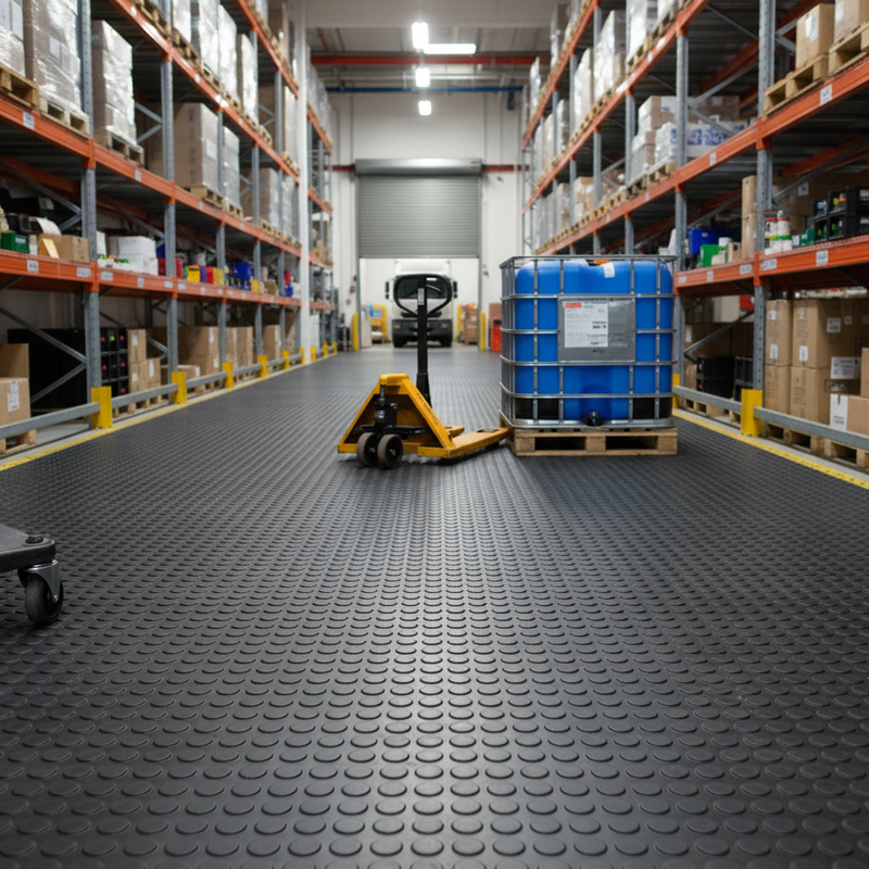 Dark Slate Gray Premium Penny Dot Studded Anti-Slip Rubber Matting - 3mm Thickness