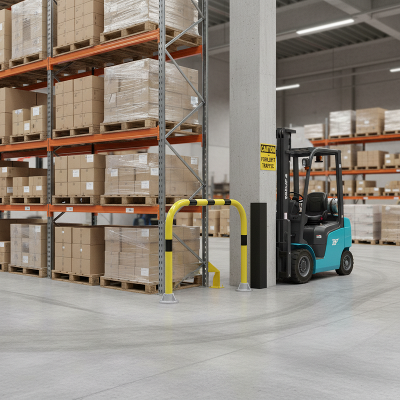 Dark Gray Heavy Duty Warehouse Protection Barrier - 50 mm Tube Diameter