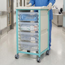 Steel Single Column Tray Trolley 4 Deep Drawers – 150mm