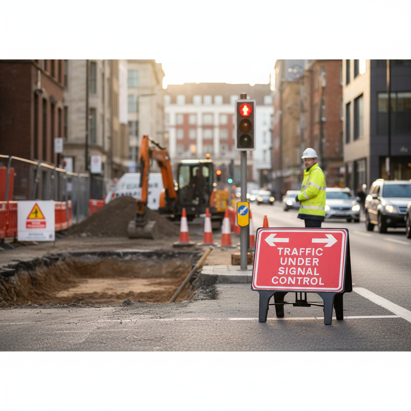 Dim Gray Premium Traffic Under Signal Control Sign 1050x750mm