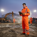 Dim Gray Premium Breathable Coverall with Hood and Reflective Tape - Orange