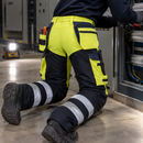 Reinforced Hi-Vis Class 1 Work Trousers Holster Pockets Yellow/Navy