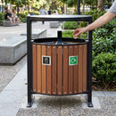Steel & Wood-Effect Dual Compartment Litter Bin – 78 Litre