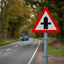 Dark Olive Green Premium Cross Roads Ahead Sign Face - Wall & Post Mounted Safety Signage