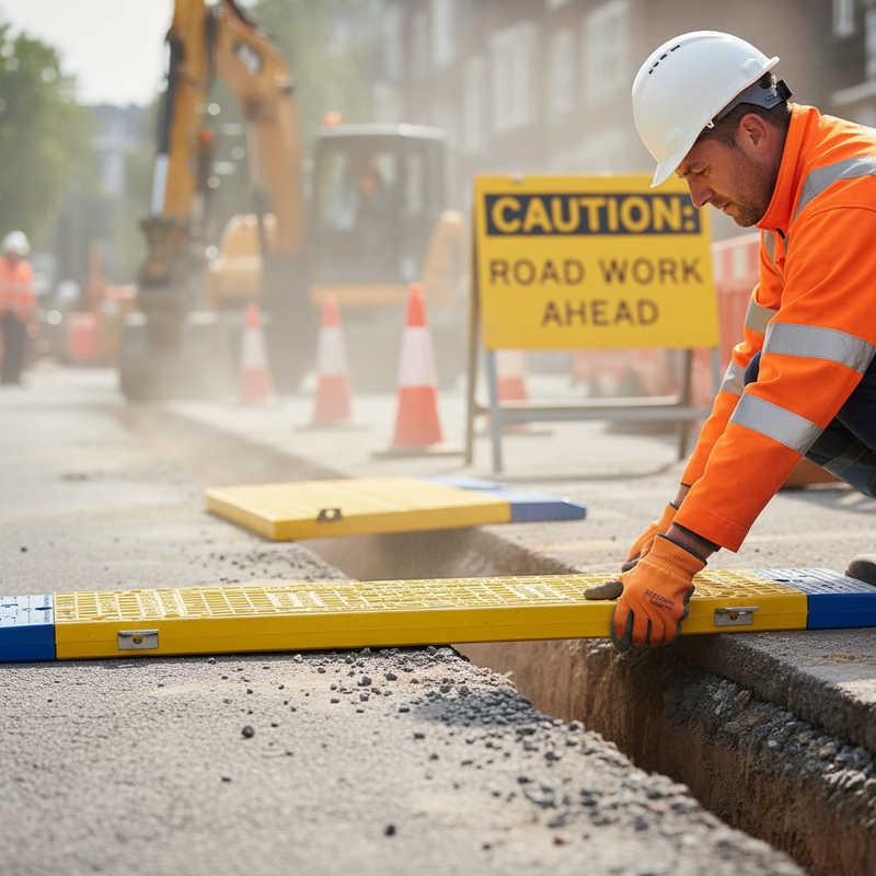 Gray Premium Modular Road Plate System - Mid Section for Heavy Duty Use