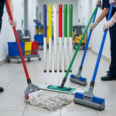 Colour Coded Aluminium Mop Handle 125cm - Pack of 10