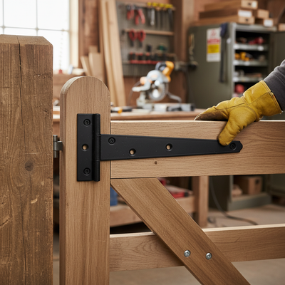 Heavy Duty 150mm Tee Hinges with Corrosion-Resistant Finish and Padlock Hole for Enhanced Security