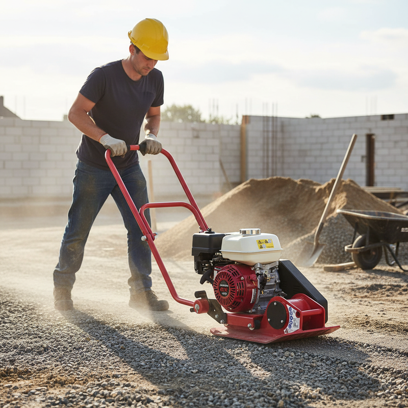 Light Gray Professional Plate Compactor - Lightweight & Powerful with Centrifugal Clutch