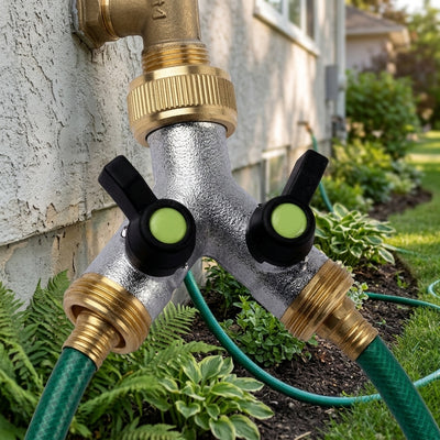 2-Way Brass Manifold with 3/4" BSP Threads, 10 Bar