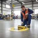 Dark Gray Premium Attention Eye Protection Must Be Worn Floor Sign - High Visibility