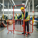 Dark Sea Green Premium Crowd Control Walkthrough Barrier with Spring Loaded Gate