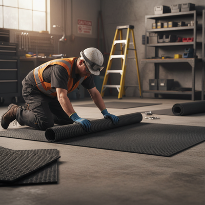 Premium Ribbed Anti-Fatigue Mat with Safety Bevels