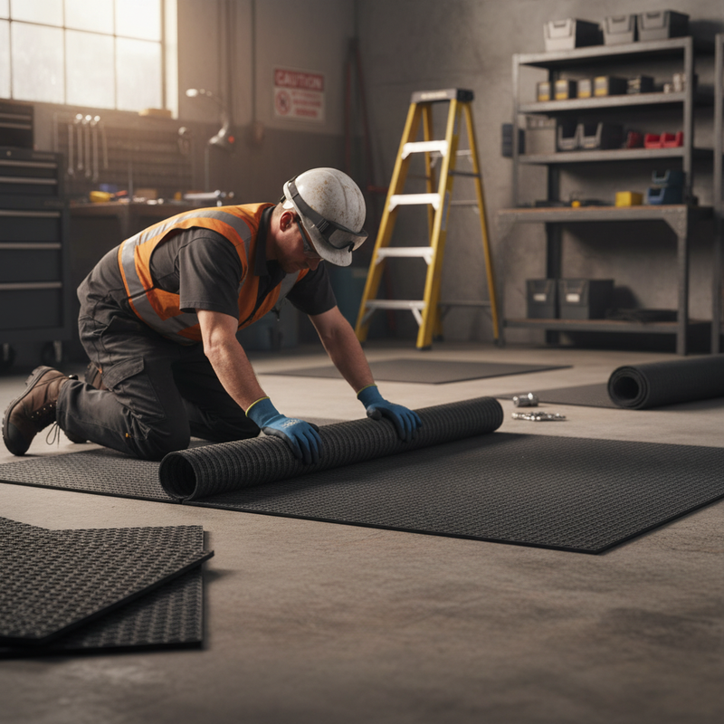 Dark Slate Gray Premium Ribbed Anti-Fatigue Mat with Safety Bevels