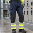 Fire Retardant Arc Flash Trousers Hi-Vis Class 1 Navy/Hi-Vis Yellow (view 2)