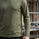 Long Sleeve Bamboo Charcoal Work T-Shirt - Khaki Green (view 2)