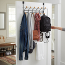 Premium Over The Door Hanging Rack with 10 Hooks and Towel Rail - Sturdy Black Metal Design for Efficient Storage