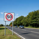 Cadet Blue 50mph Heavy Duty Metal Sign Face - 750mm for Road Safety