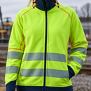 Women's Arc Flash Full Zip Safety Jumper - Hi-Vis Yellow/Navy (view 2)