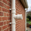 Traditional Aluminium Downpipe Branch 76mm Diameter — RAL 9010 / 112.5 Degrees (in use)