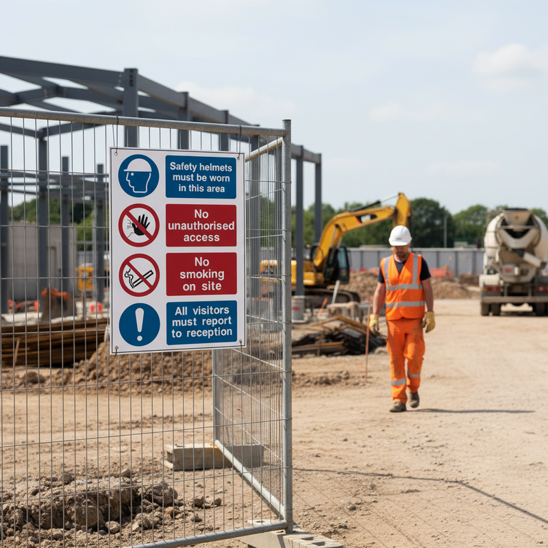 Light Gray Heavy Duty Construction Site Safety Boards - Multi-Message Sign