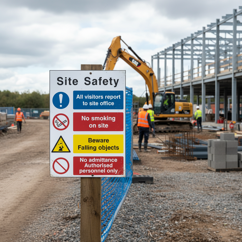 Gray Construction Site Safety Boards - Inform Visitors & Maintain Regulations