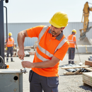 Light Gray High-Visibility Recyclable Polo Shirt - Short Sleeve - Orange