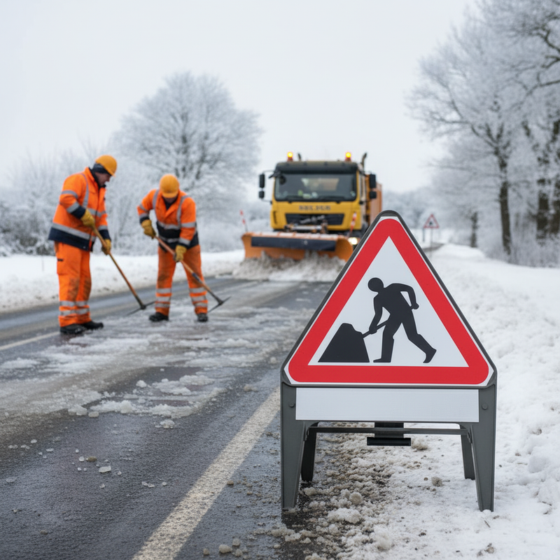 Light Gray Heavy Duty Ice Supplementary Plate 750mm Q-Sign for Traffic Safety