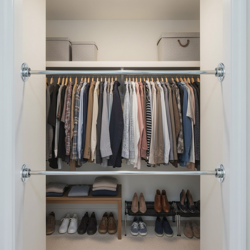 Gray Premium Wardrobe Rail Wall Sockets for Easy Installation (Pairs)