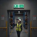 Dark Slate Gray Premium Fire Safety Sign - Fire Exit Up Left Arrow Directional Sign