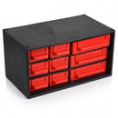 Plastic Stackable Storage Unit – 9 Drawers, Black & Red (view 2)