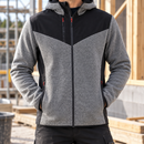 Grey Melange/Black Hooded Fleece Jacket with Reinforced Panels