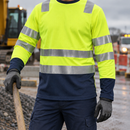 Class 2 High Visibility Long Sleeve Top - Hi-Vis Yellow/Navy