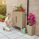 Rosy Brown Premium Slimline 280 Litre Water Butt Planter with Tap