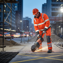 Dark Slate Gray Premium Two-tone High-Visibility Bomber Jacket - Red and Grey
