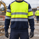 Navy/Hi-Vis Yellow Arc Safety Crew Sweatshirt, Class 1