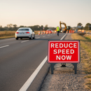 Dim Gray Premium Reduce Speed Now Sign - 1050x750mm for Traffic Safety