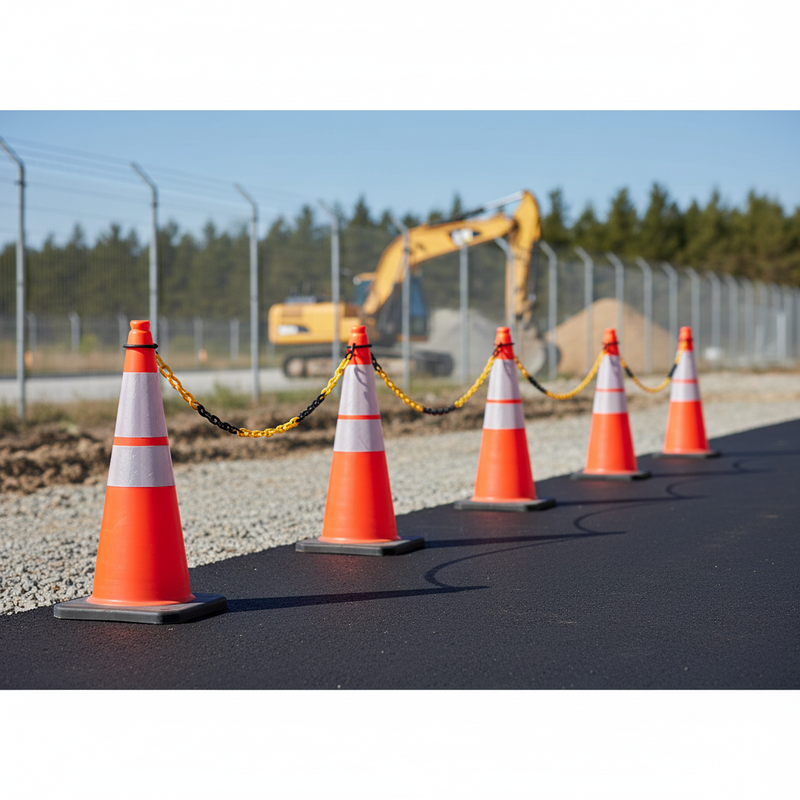 Light Slate Gray Premium 2.5m Yellow and Black Plastic Cone Chain for Effective Barrier Coverage